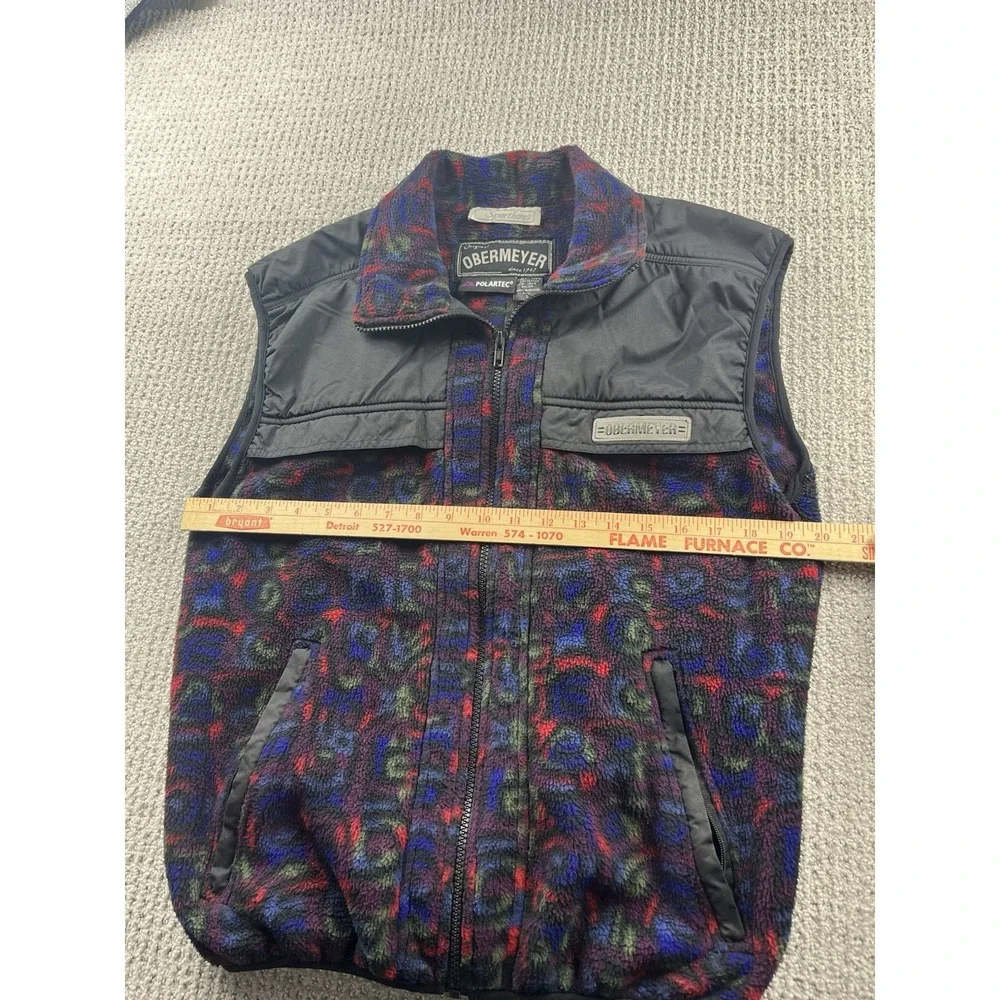 Vintage Obermeyer Polartec Fleece Geometric Aztec Print Vest Southwest Men Small